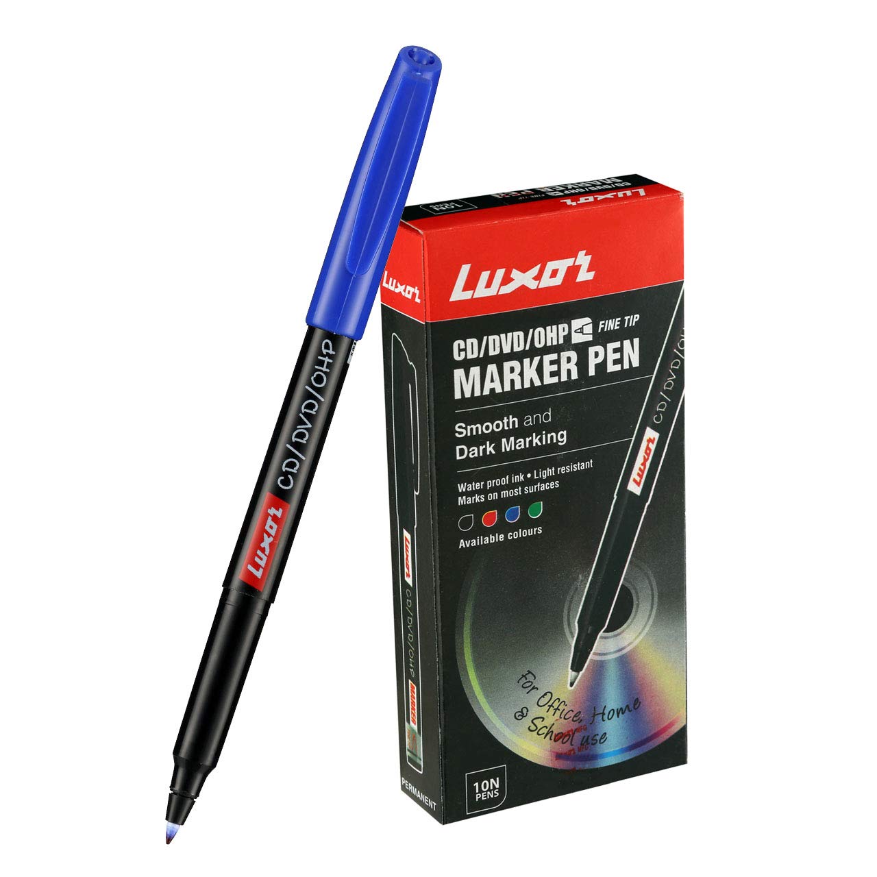 Luxor 1237 F CD/DVD/OHP Fine, Fine Point Marker - Black - Box of
